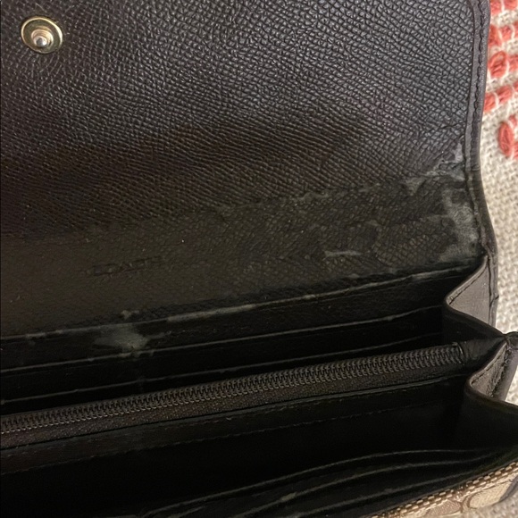 Coach Slim Envelope Wallet Signature Canvas Khaki/Brown Leather - Picture 7 of 8